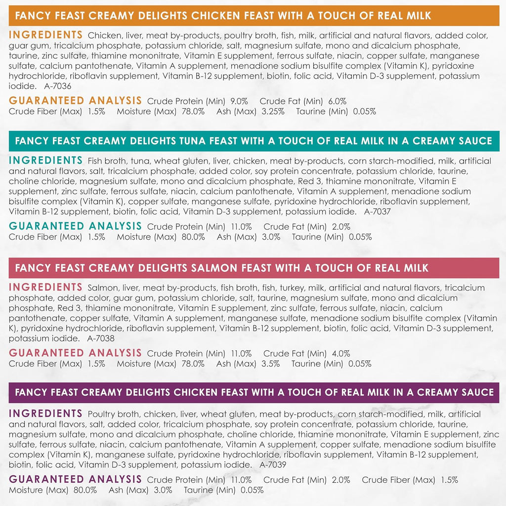 Purina Fancy Feast Wet Cat Food Variety Pack, Creamy Delights Poultry & Seafood Collection - (Pack of 24) 3 oz. Cans