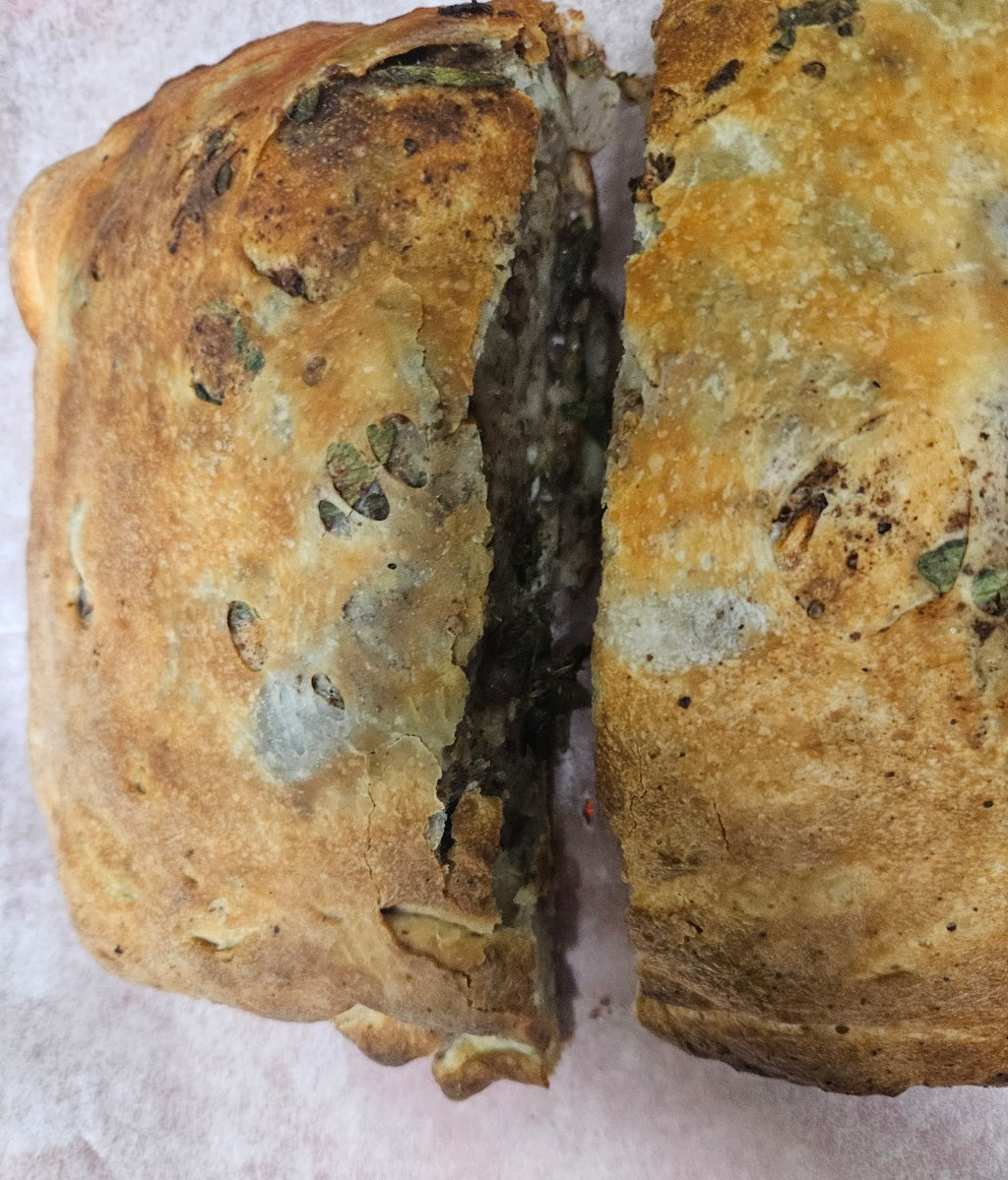 Small Oregano Flatbread Pie - Healthy Vegan Food and Snack Stuffed with Oregano Recipe